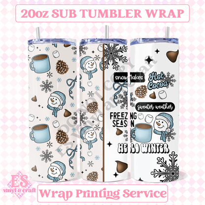Hello Winter - Full 20oz Tumbler Sublimation Print image 0