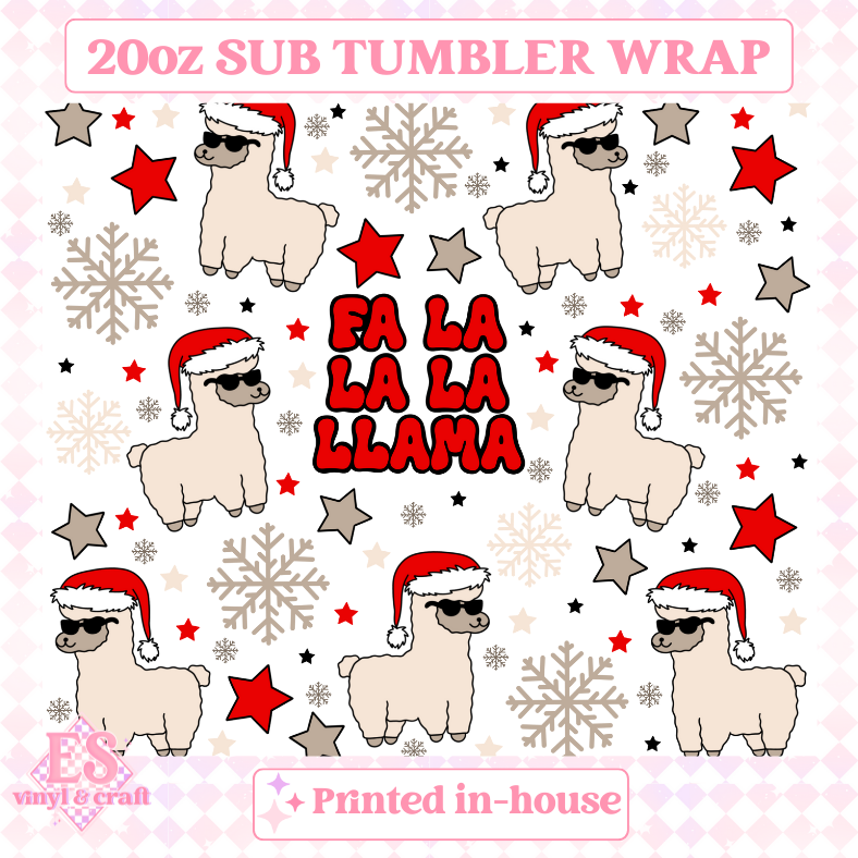 FA LA LA LA LLAMA - Full 20oz Tumbler Sublimation Print image 1