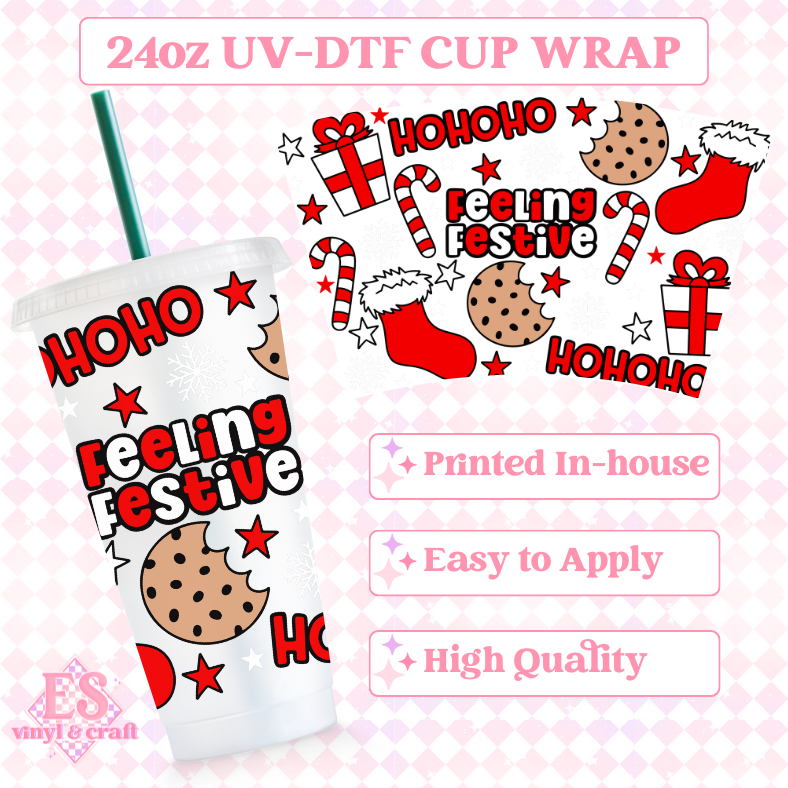 Feeling Festive - UVDTF 24oz Cold Cup Wrap image 0