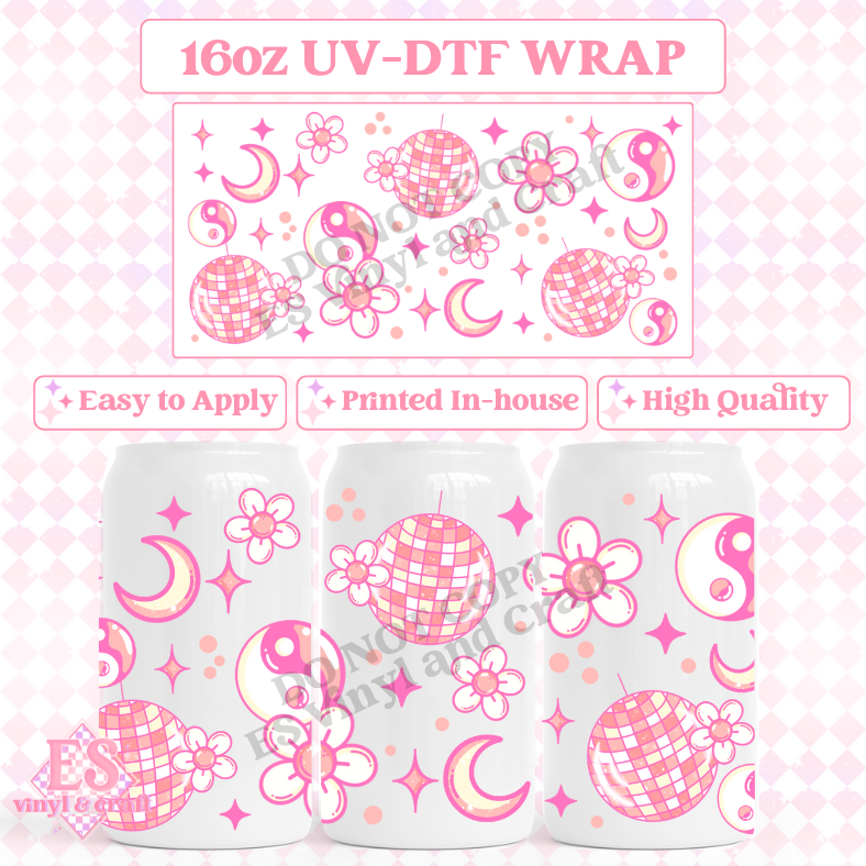 Disco - 16oz Beer Can / Libbey UV-DTF Transfer image 0