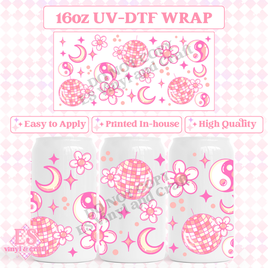 Disco - 16oz Beer Can / Libbey UV-DTF Transfer image 0