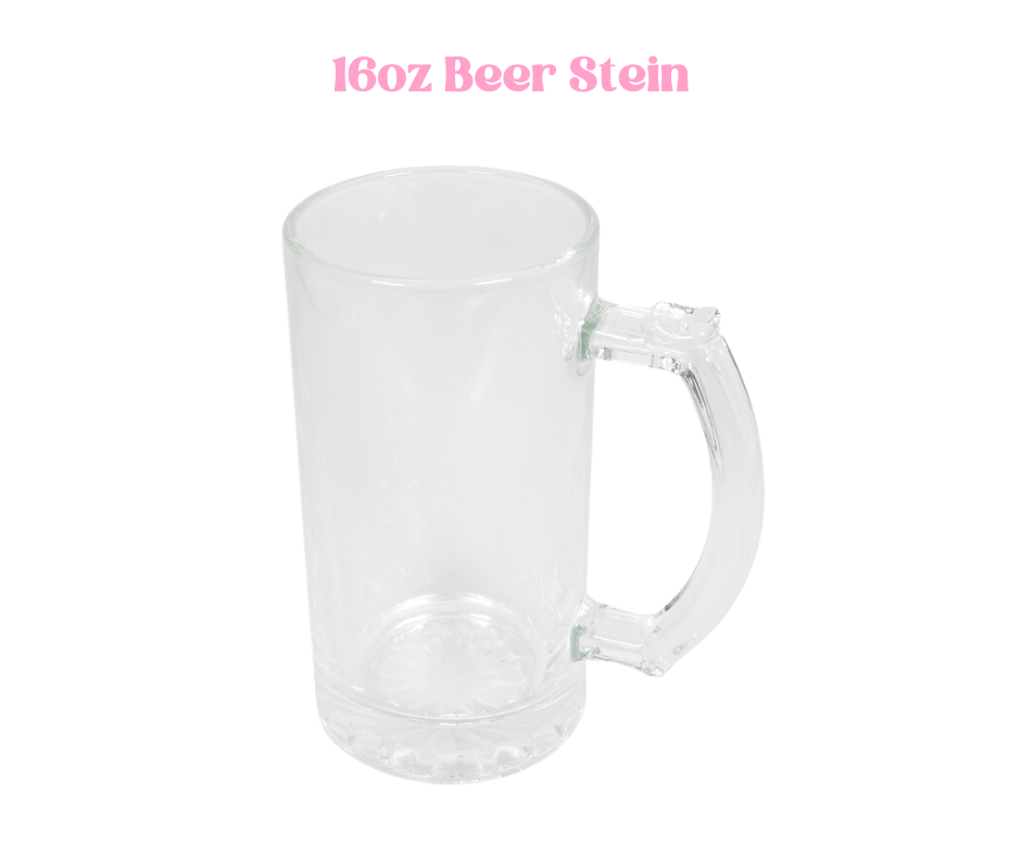 16oz Clear Glass Beer Stein Sublimation Ready image 1