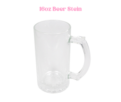 16oz Clear Glass Beer Stein Sublimation Ready image 1