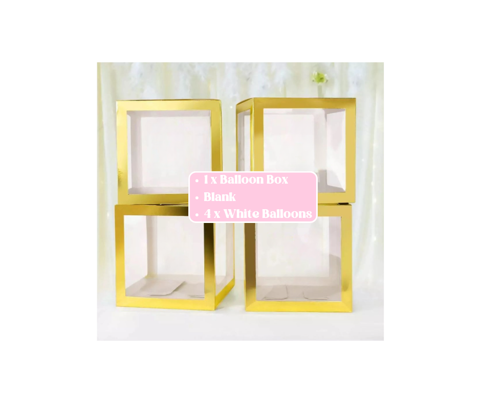 Gold Balloon Box - Clear or Set of 4 with the option of Baby image 1