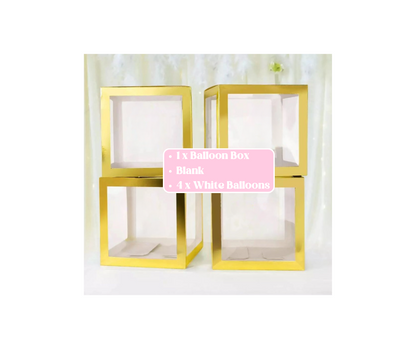 Gold Balloon Box - Clear or Set of 4 with the option of Baby image 1