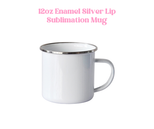 12oz Enamel Silver Lip Sublimation Mug image 0