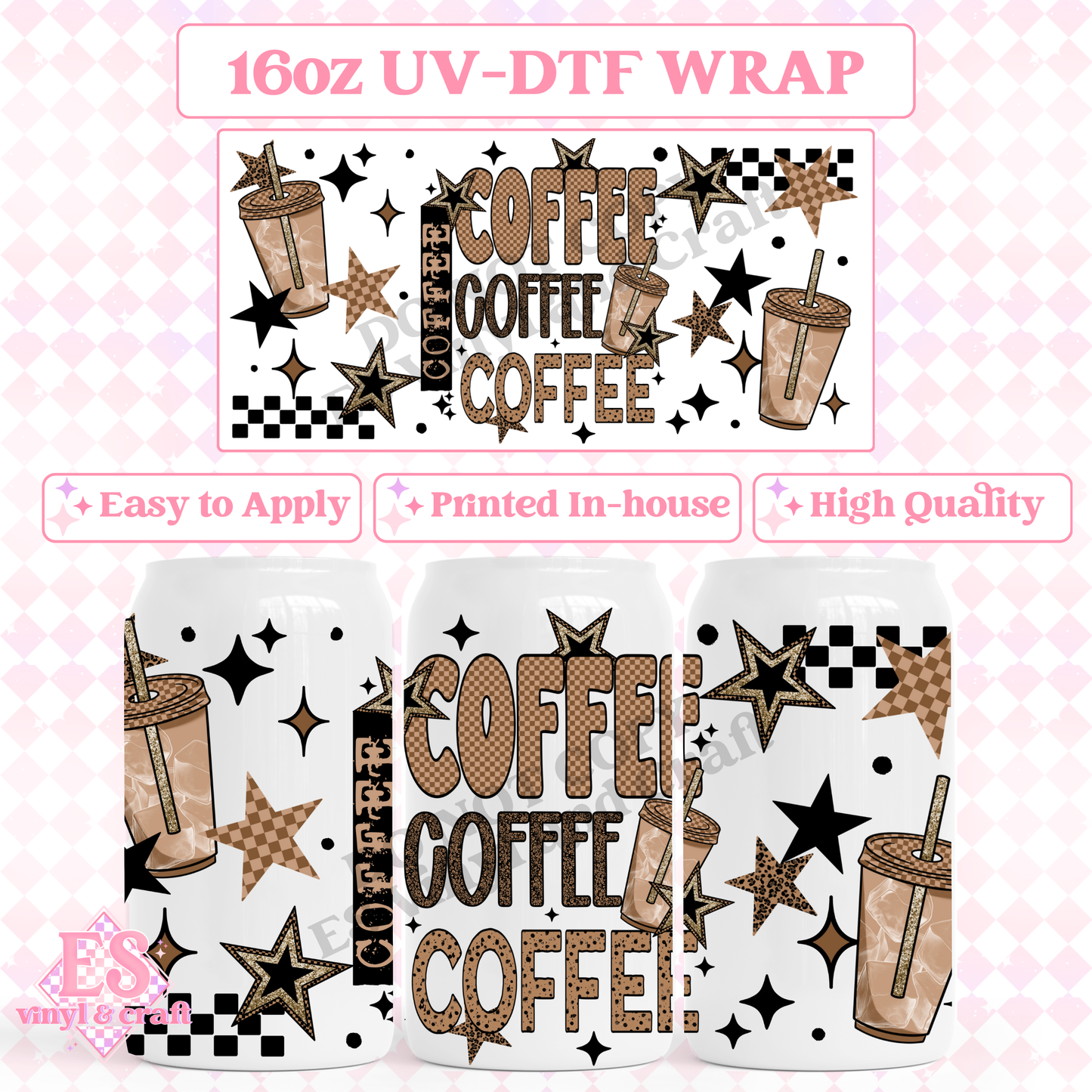Coffee (Iced) - 16oz Beer Can / Libbey UV-DTF image 0