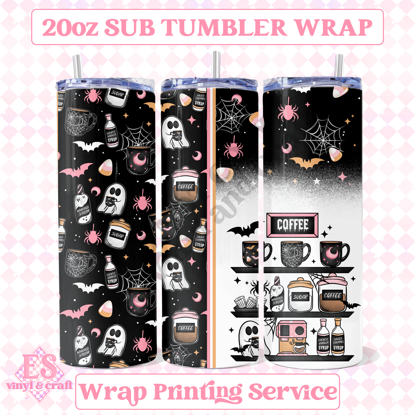 Spooky Coffee Bar - Full 20oz Tumbler Sublimation Print image 0