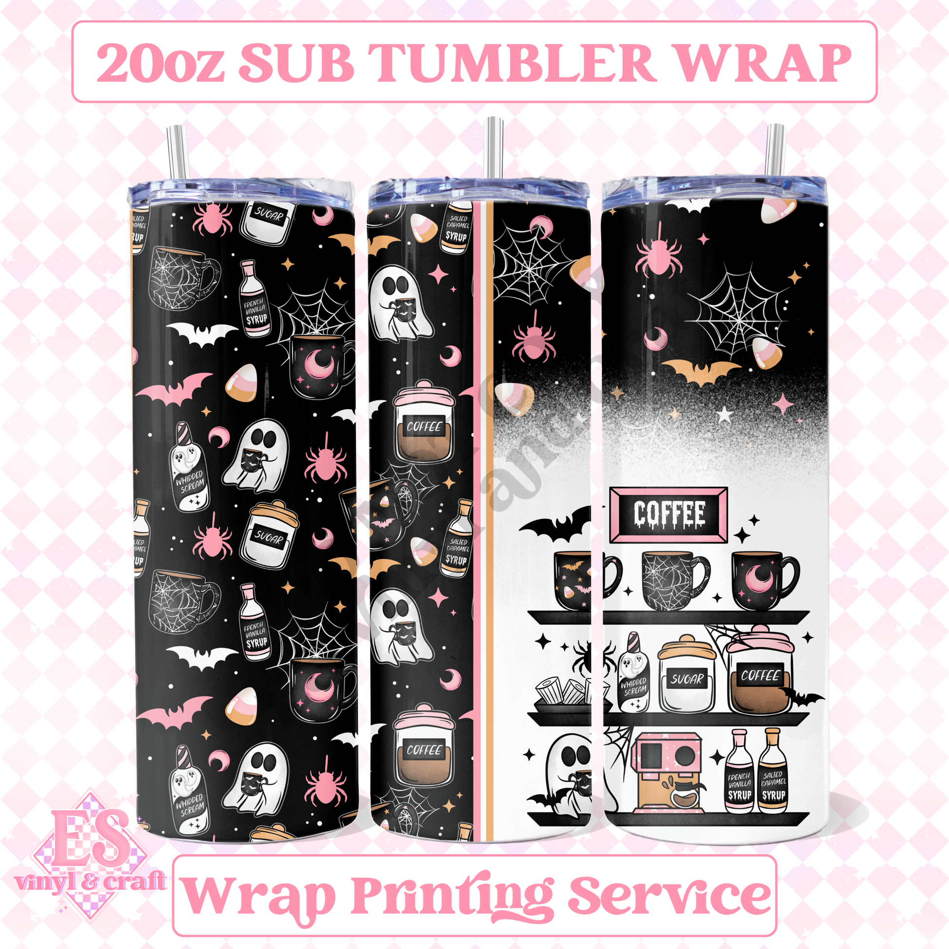 Spooky Coffee Bar - Full 20oz Tumbler Sublimation Print image 0