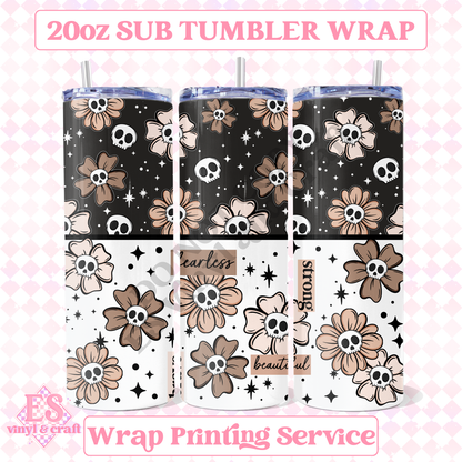 Positive Florals Skellie - Full 20oz Tumbler Sublimation Print image 0