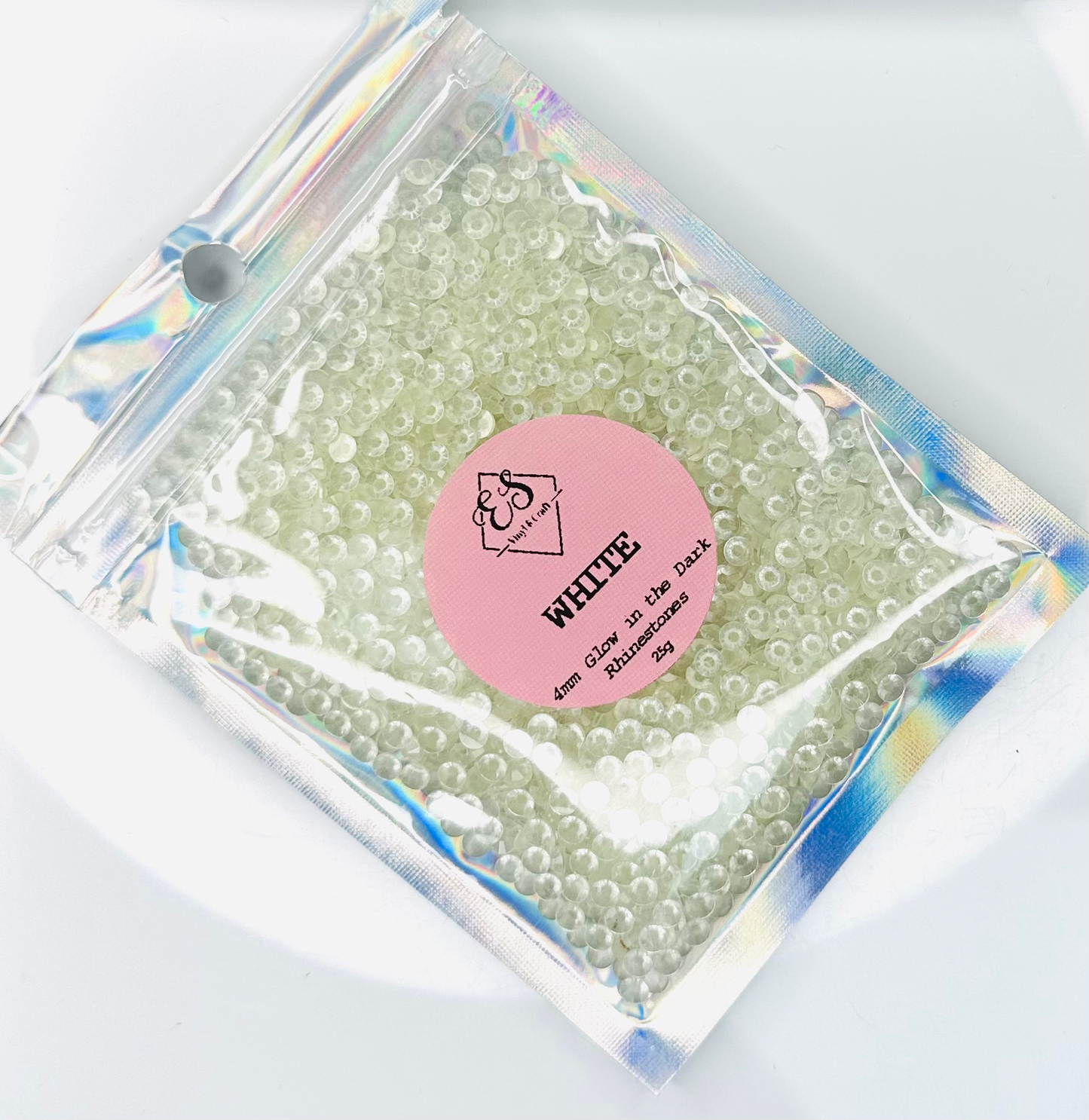 White - Glow in the Dark Resin Rhinestones (3mm, 4mm & 5mm) image 1
