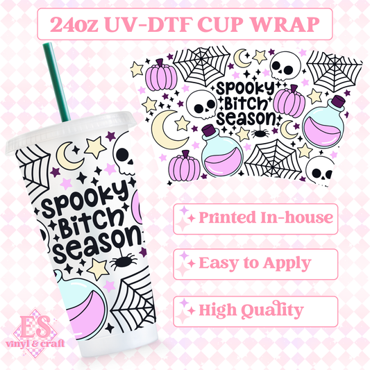Spooky Bitch Season - UVDTF 24oz Cold Cup Wrap image 0