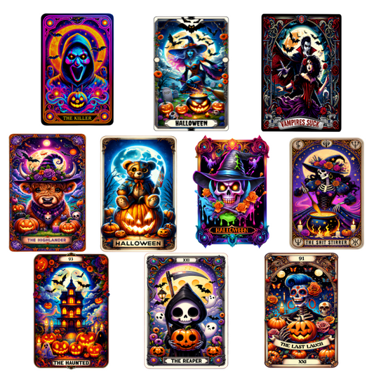 Halloween Tarot Card Decals -White Glossy Vinyl Section 1 image 0
