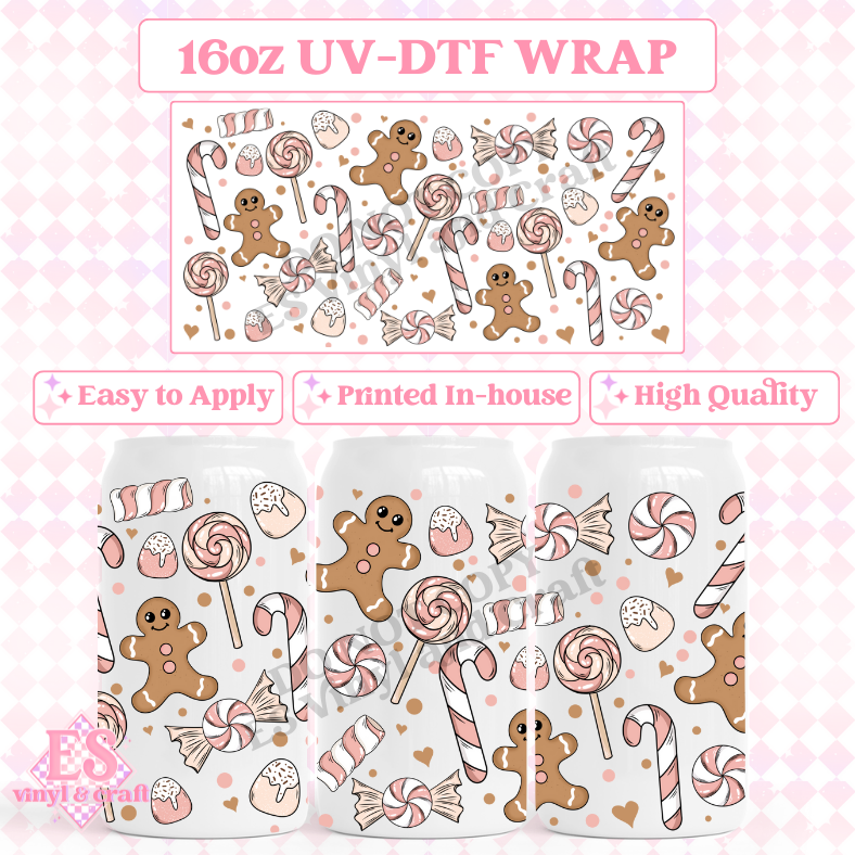 Gingerbread - 16oz Beer Can / Libbey UV-DTF image 0