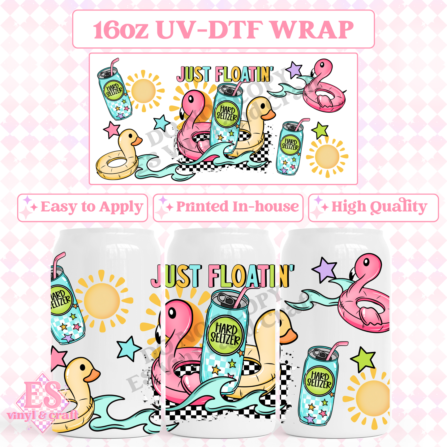 Just Floatin' - 16oz Beer Can / Libbey UV-DTF Transfer image 0
