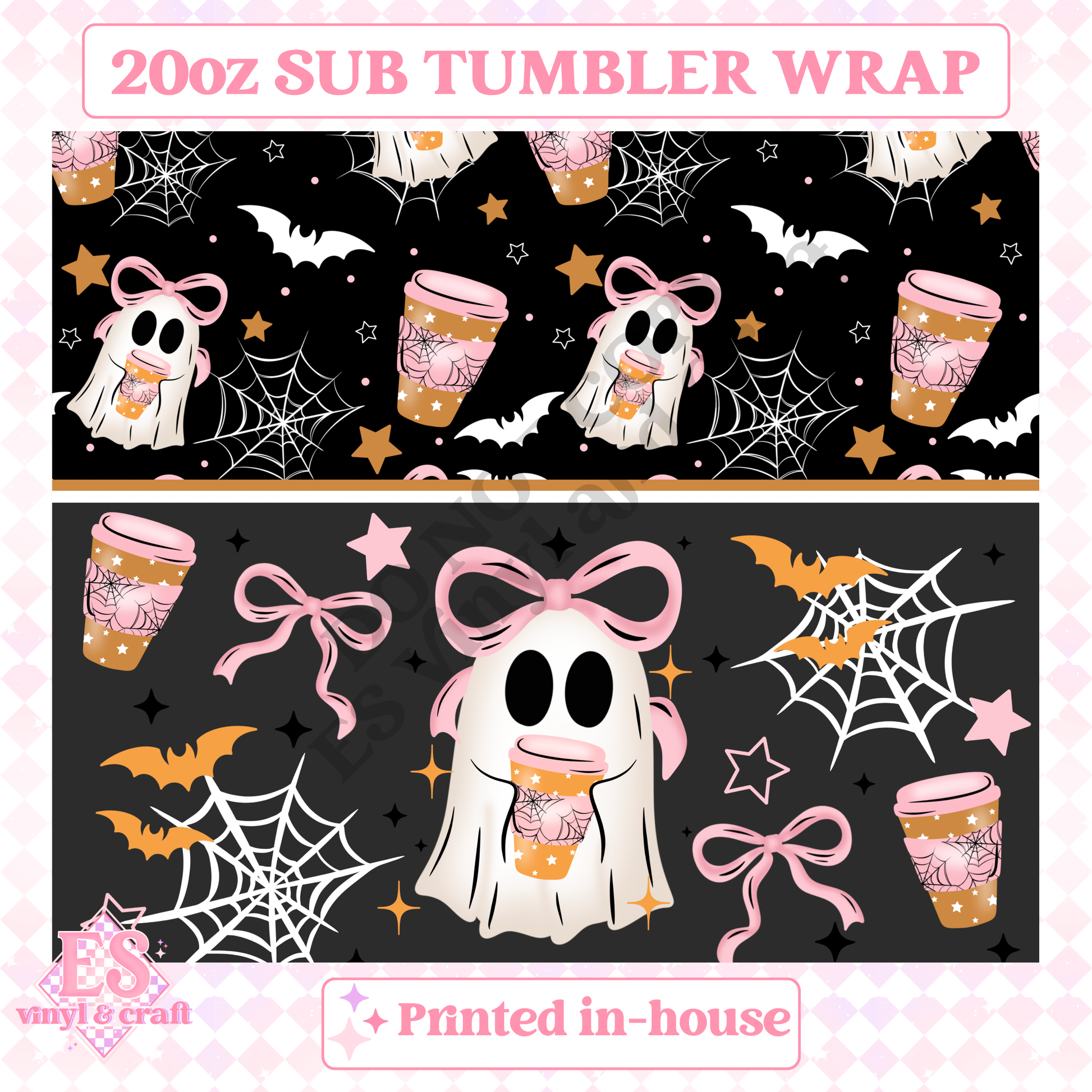 Bow Ghostie - Full 20oz Tumbler Sublimation Print image 1