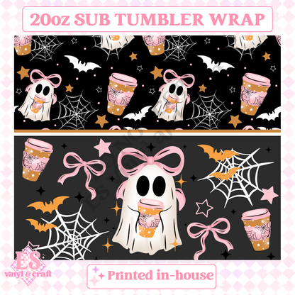 Bow Ghostie - Full 20oz Tumbler Sublimation Print image 1
