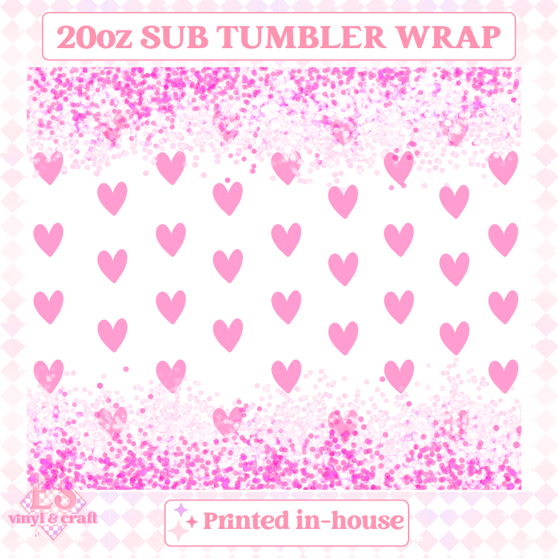 Hearts and Glitter - Full 20oz Tumbler Sublimation Print image 1