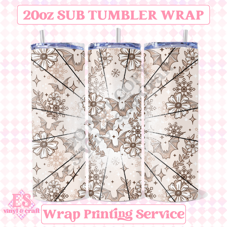 Neutral Bats - Full 20oz Tumbler Sublimation Ready Print image 0