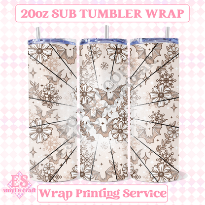 Neutral Bats - Full 20oz Tumbler Sublimation Ready Print image 0