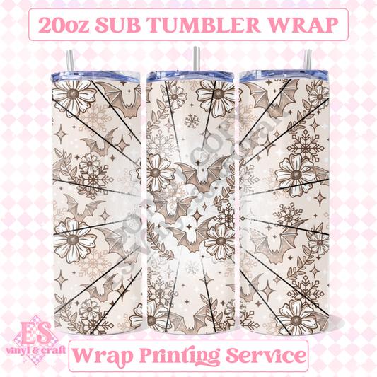 Neutral Bats - Full 20oz Tumbler Sublimation Ready Print image 0