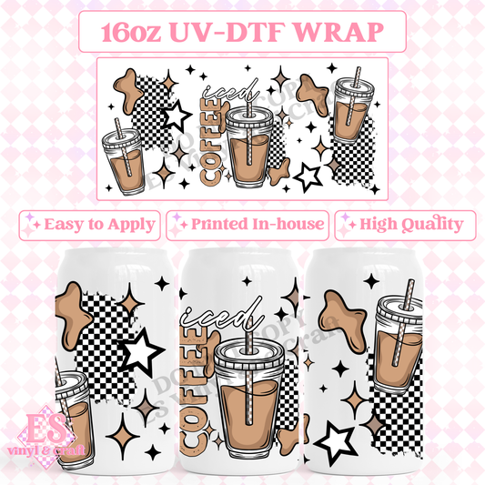 Iced Coffee - 16oz Beer Can / Libbey UV-DTF Transfer image 0