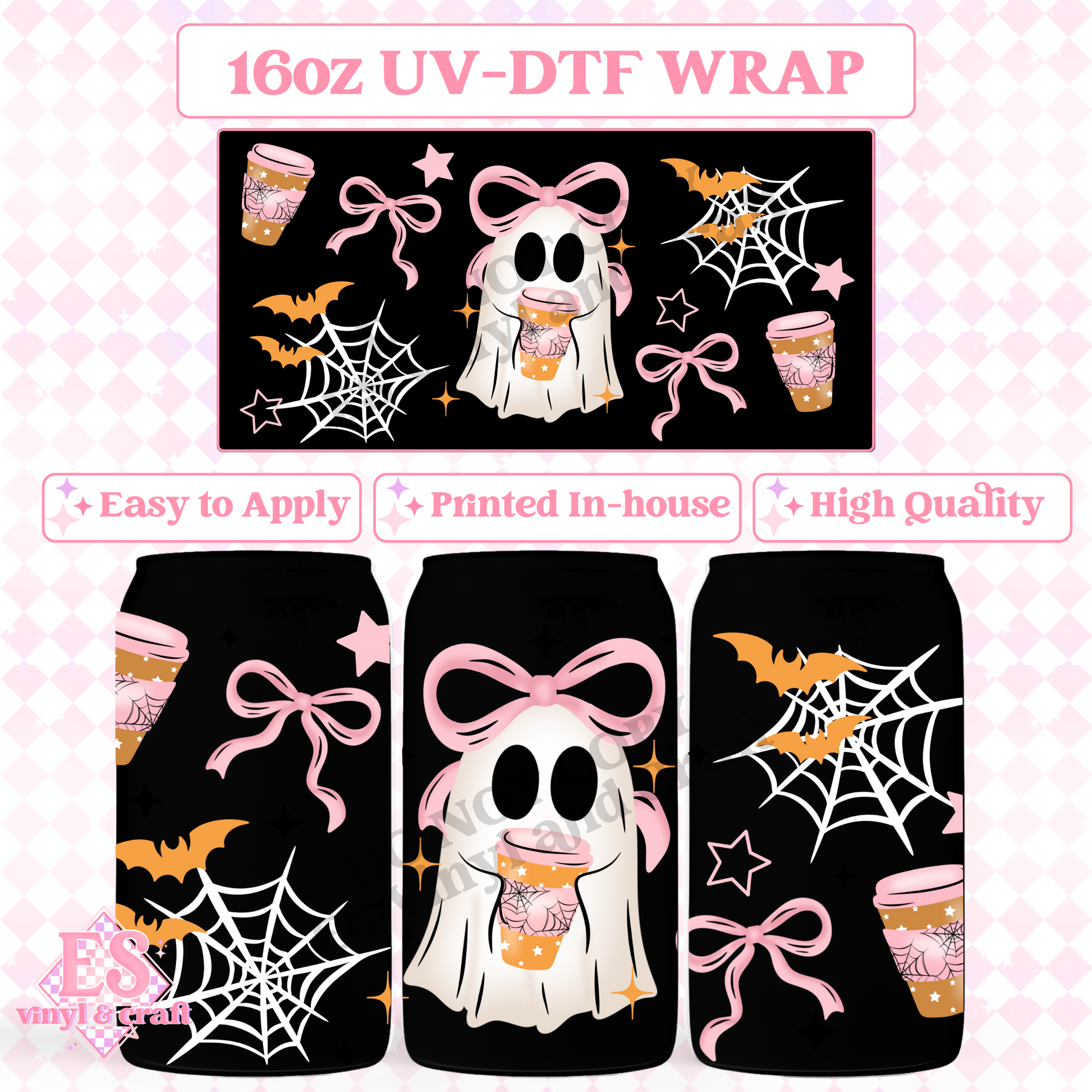 Bow Coffee Ghost - 16oz Beer Can / Libbey UV-DTF Transfer image 0