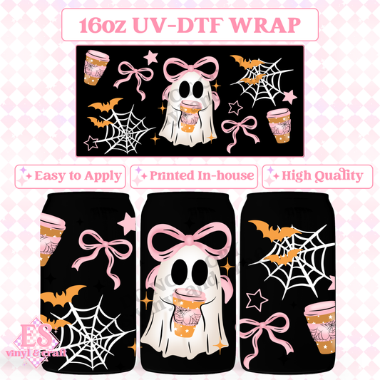 Bow Coffee Ghost - 16oz Beer Can / Libbey UV-DTF Transfer image 0