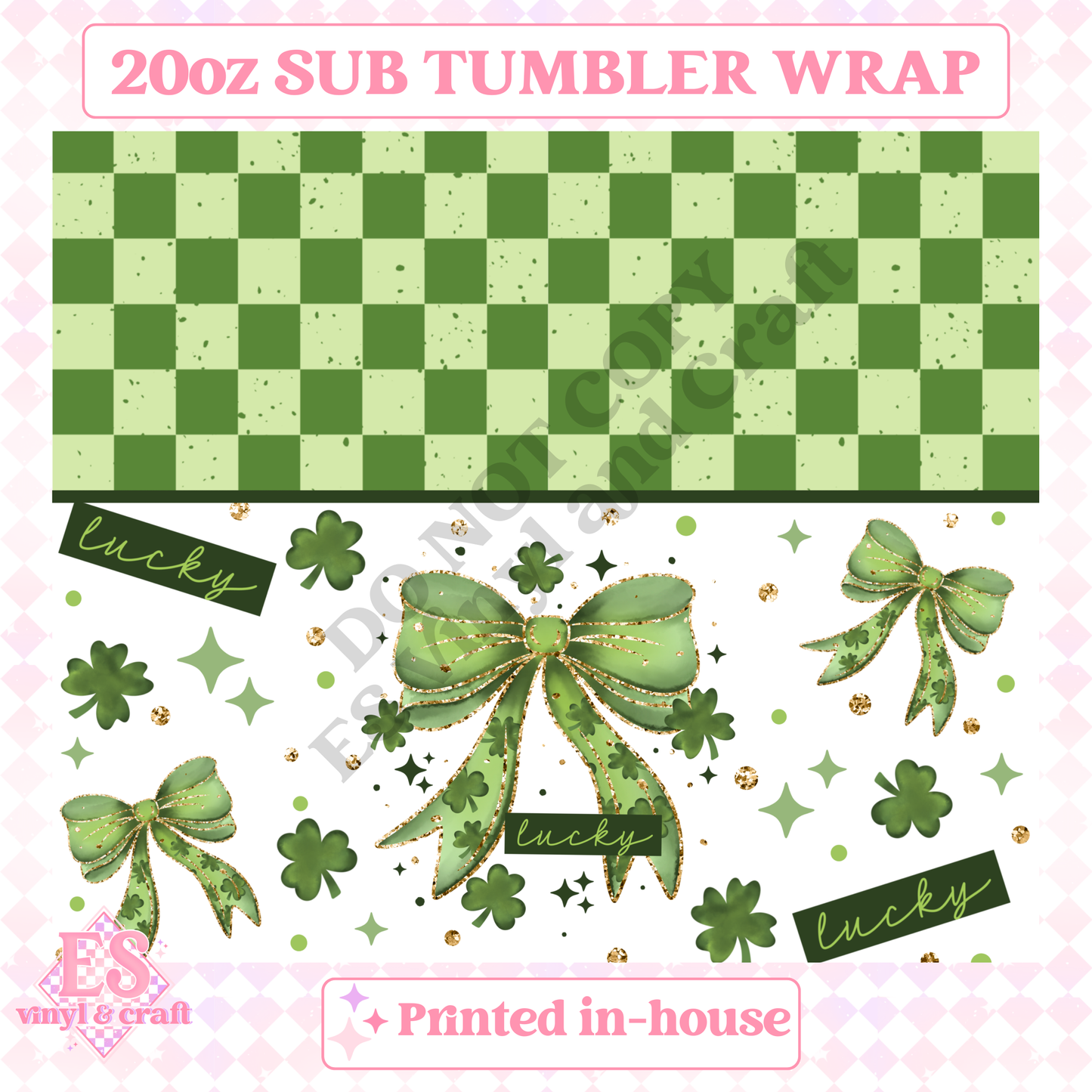 Lucky Bow - Full 20oz Tumbler Sublimation Print image 1