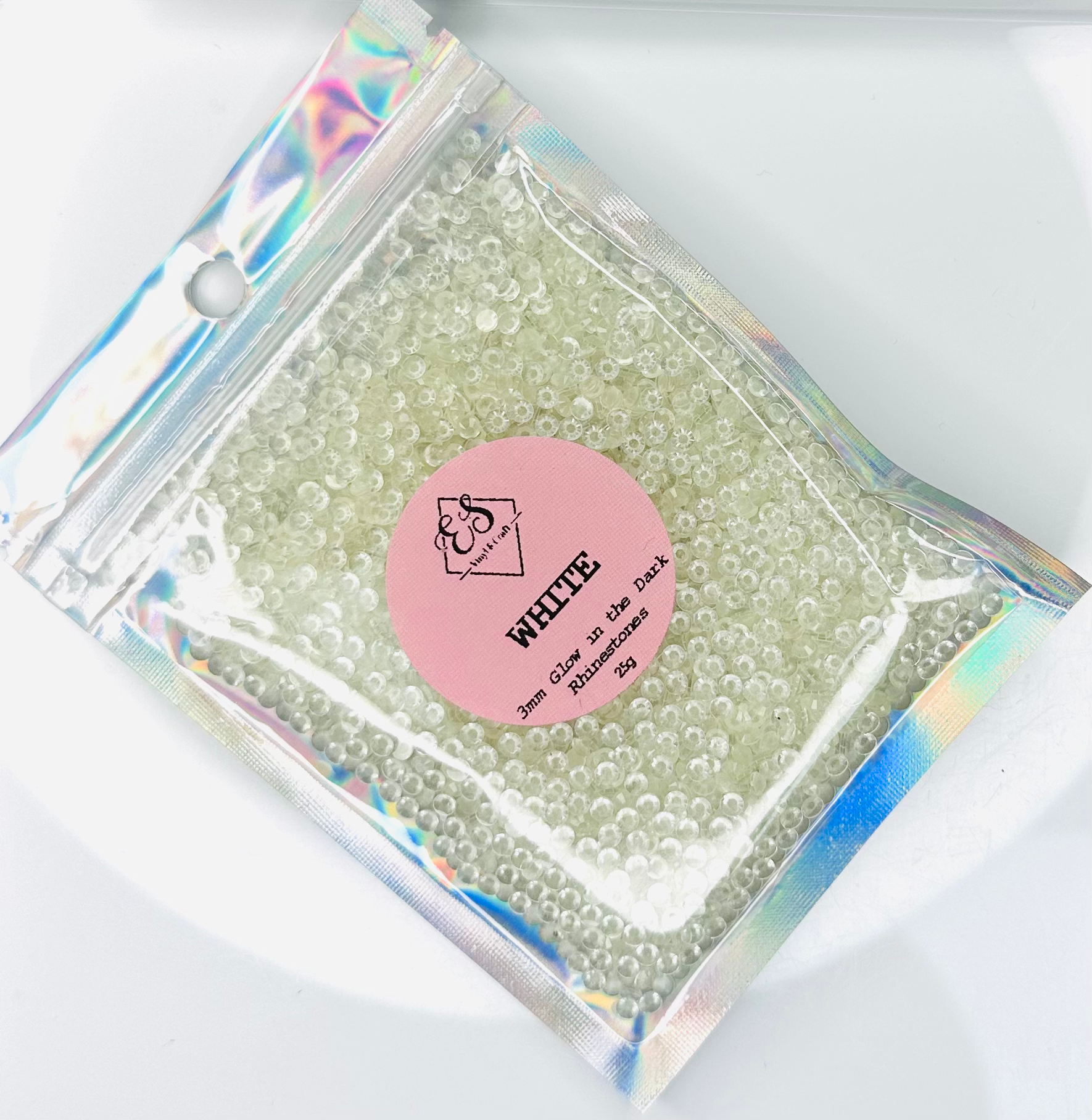 White - Glow in the Dark Resin Rhinestones (3mm, 4mm & 5mm) image 0