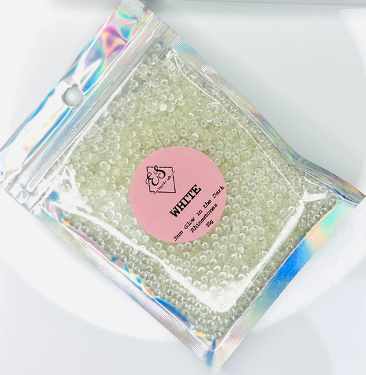 White - Glow in the Dark Resin Rhinestones (3mm, 4mm & 5mm) image 0