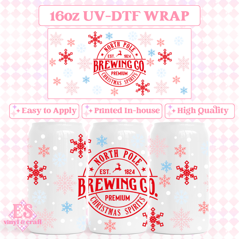 Christmas - 16oz Beer Can / Libbey UV-DTF Transfers image 5