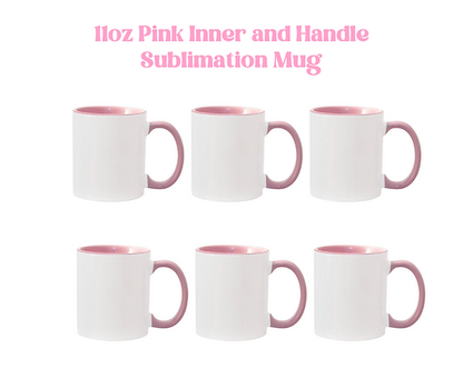 11oz Pink Inner and Handle Sublimation Mug