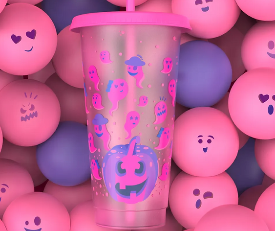 24oz Cold Colour Change Halloween Cold Cups Straw Topper