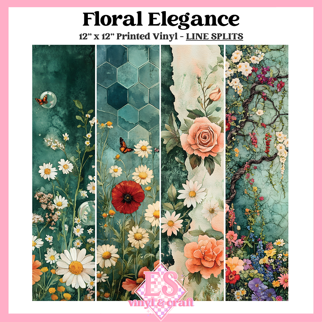 Floral Elegance - Line Split - 12" x 12" Sheet