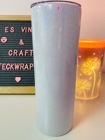 20oz White Glitter Sublimation Tumbler