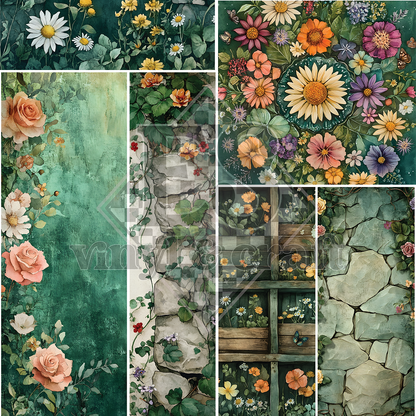 Grandad's Garden - Mixed Media Vinyl - 12" x 12" Sheet