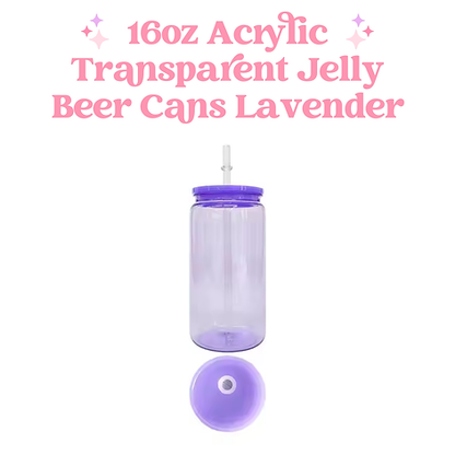 16oz Transparent Acrylic Coloured Plastic Beer Can with Plastic Lid and Straw