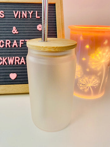 Libbey Frosted 16oz - Vinyl, UVDTF or Sublimation - Plastic Straw