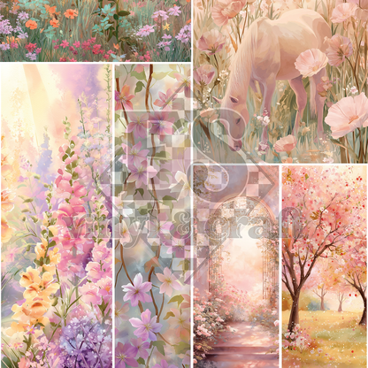 Spring Cottage - Mixed Media Vinyl - 12" x 12" Sheet