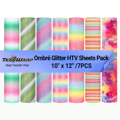 Teckwrap Ombre Glitter HTV Sheet Pack (7 Sheets)