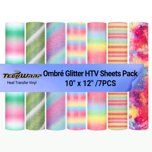 Teckwrap Ombre Glitter HTV Sheet Pack (7 Sheets)