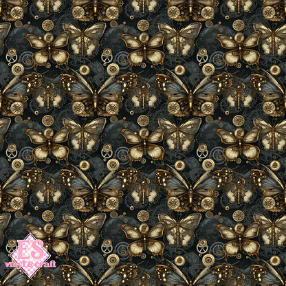 Steampunk Butterflies Collection - UV Printed Vinyl 12" x 12" Sheet