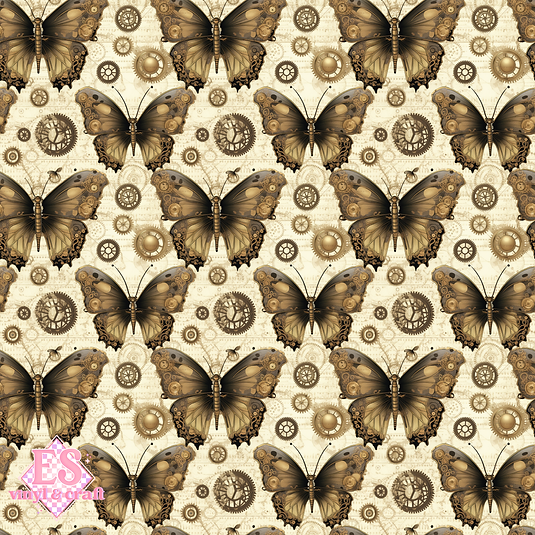 Steampunk Butterflies Collection - UV Printed Vinyl 12" x 12" Sheet