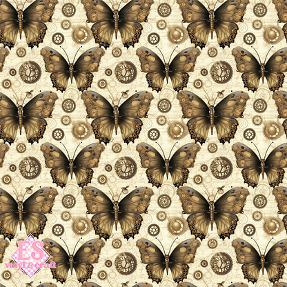Steampunk Butterflies Collection - UV Printed Vinyl 12" x 12" Sheet