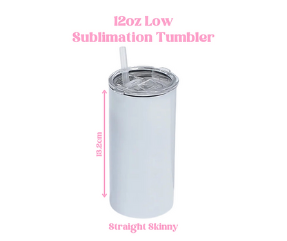 12oz White Straight Skinny Sublimation Low Tumbler