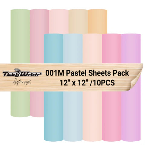 Teckwrap 001 Matte or Glossy Pastel Sheet Pack 12" x 12" x 10 Sheets