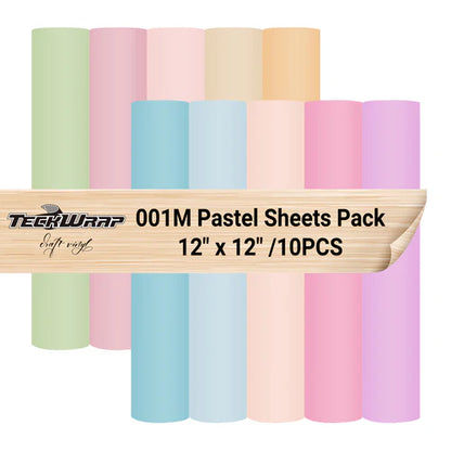 Teckwrap 001 Matte or Glossy Pastel Sheet Pack 12" x 12" x 10 Sheets