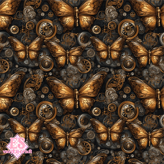 Steampunk Butterflies Collection - UV Printed Vinyl 12" x 12" Sheet
