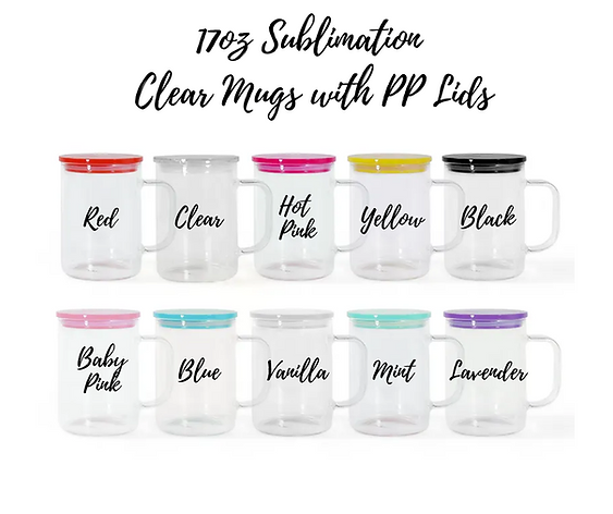 17oz Clear Mug with Plastic Lid and Straw